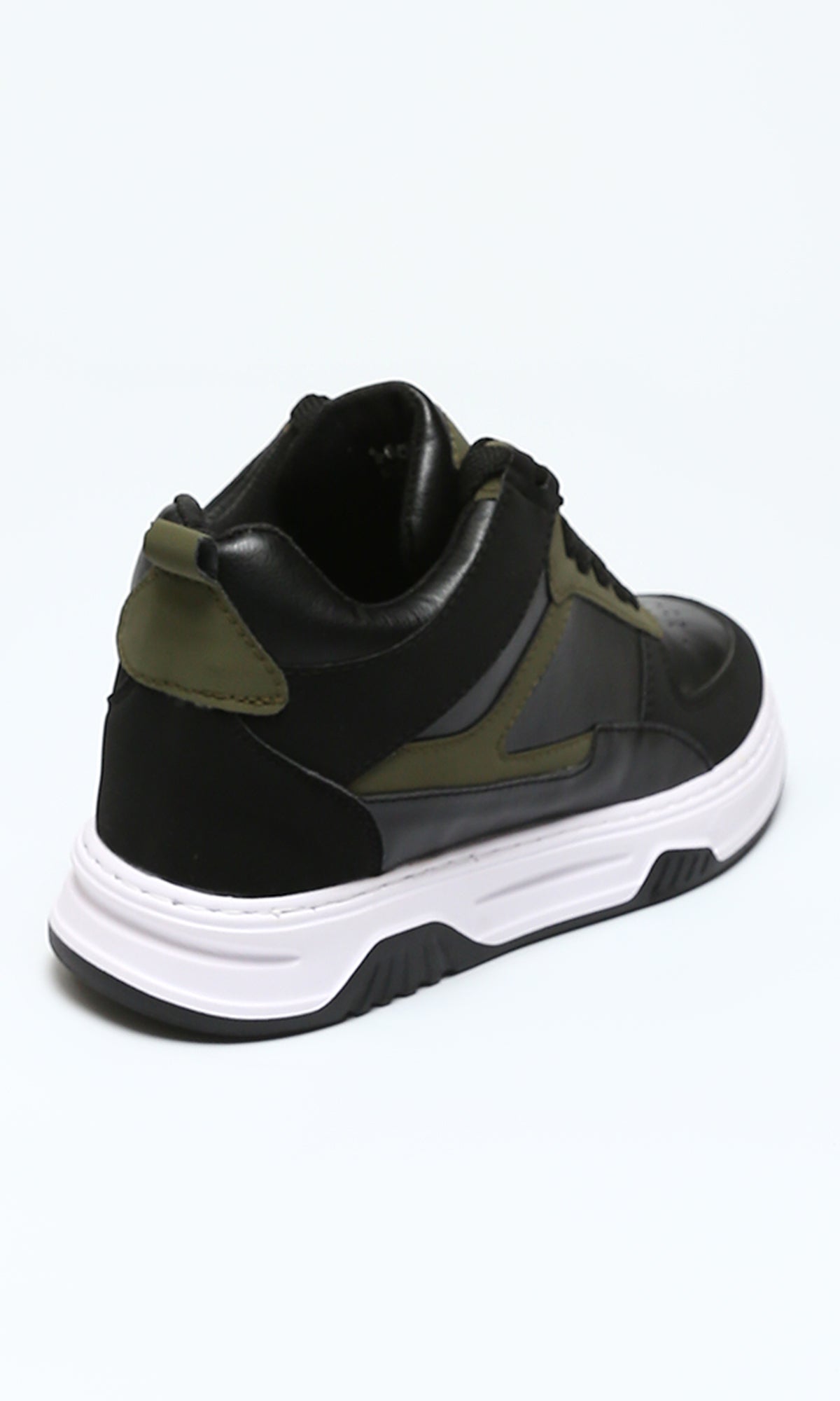 Black & Olive Paneled Urban High-Top Sneakers