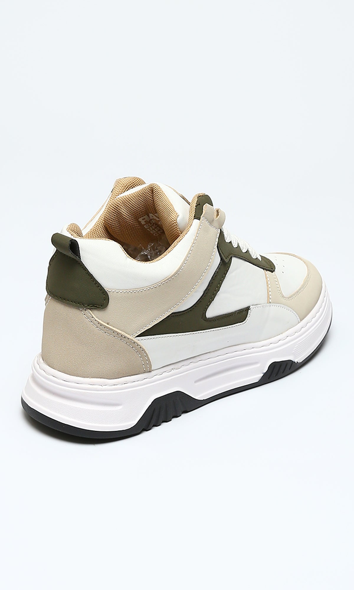 Urban Contrast Mid-Top Sneakers in Olive and Beige