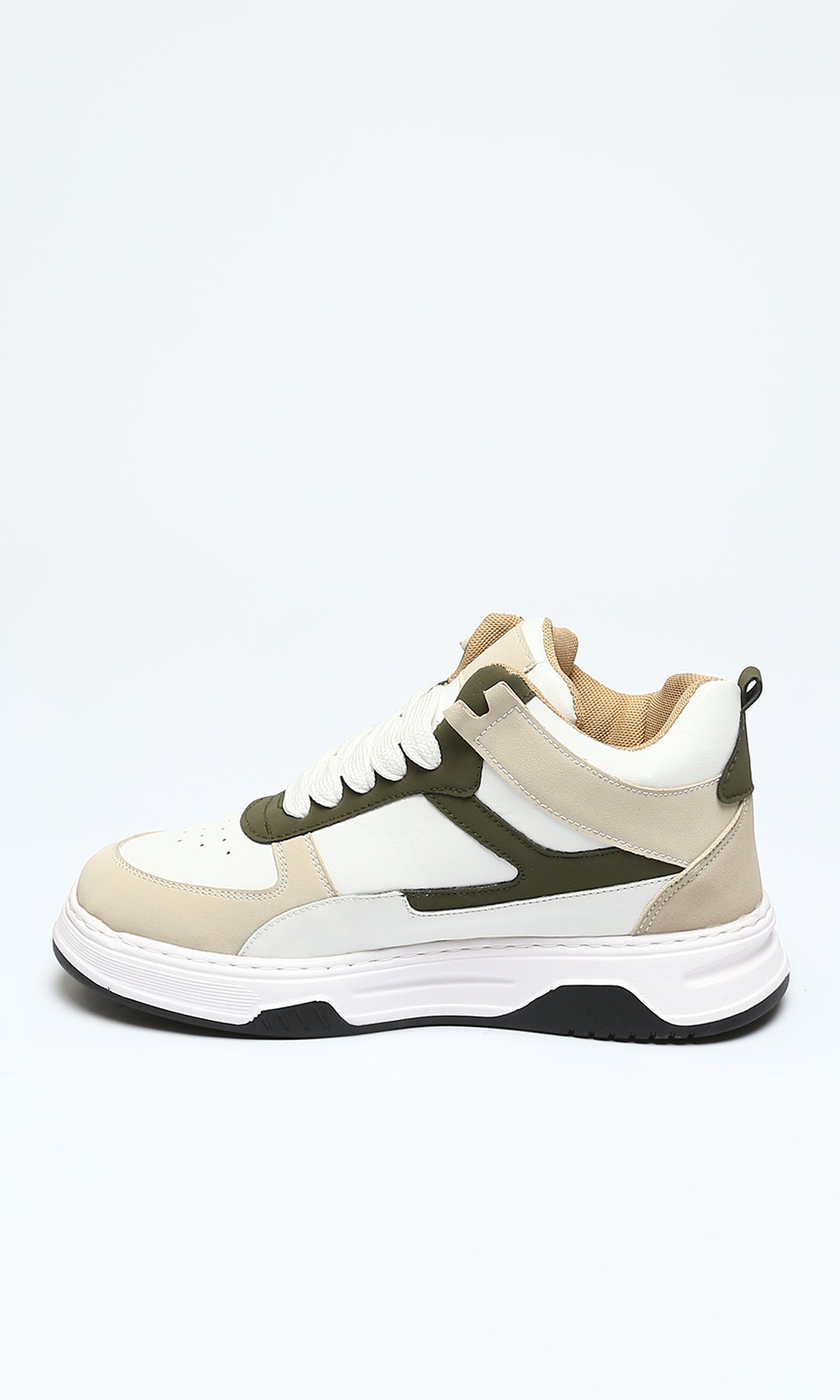 Urban Contrast Mid-Top Sneakers in Olive and Beige