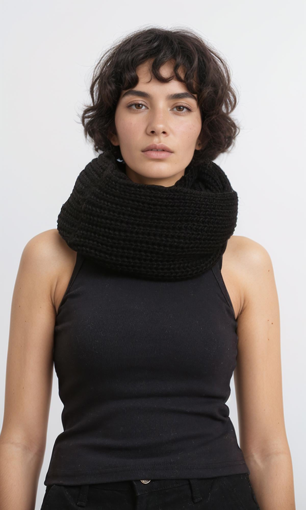 Chunky Knit Infinity Scarf - Black