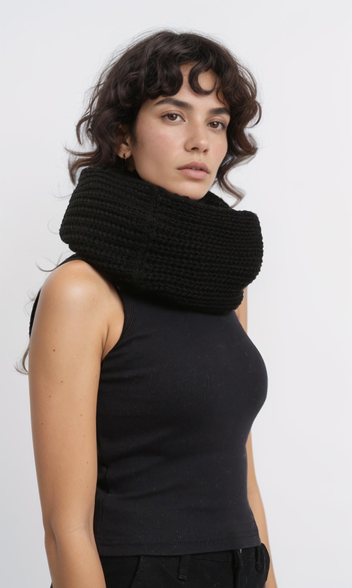 R215254 - Chunky Knit Infinity Scarf - Black