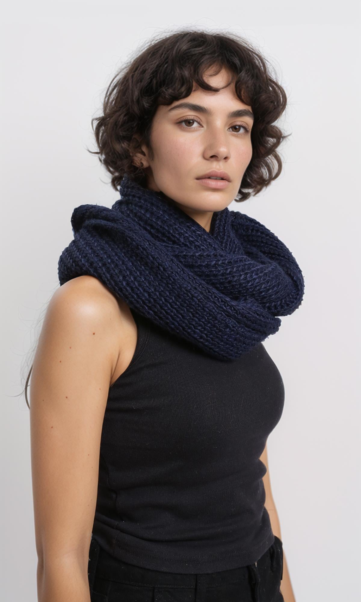 R215255 - Chunky Knit Infinity Scarf - Navy Blue