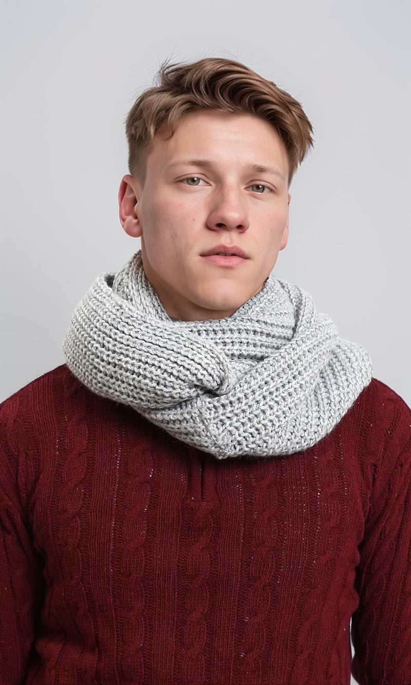 R215256 - Chunky Knit Infinity Scarf - Light Grey