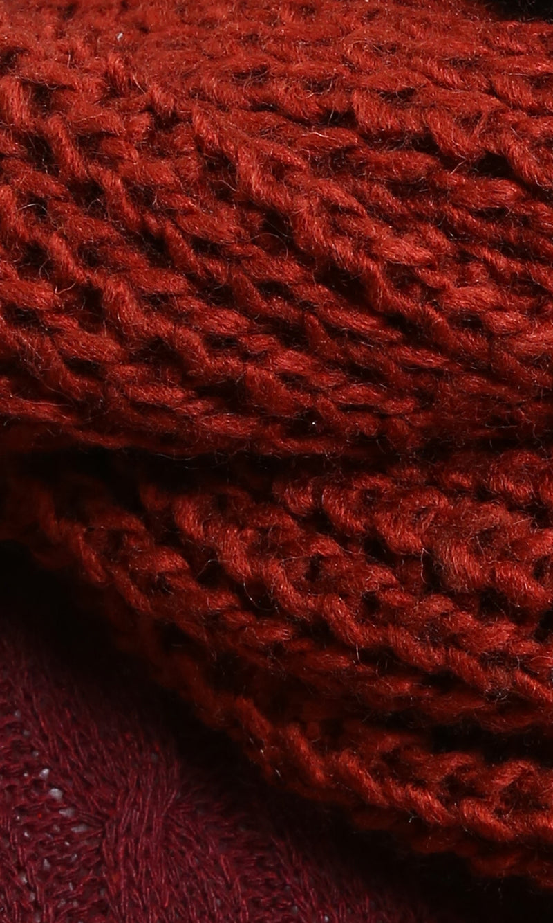 R215257 - Chunky Knit Infinity Scarf - Rust Red