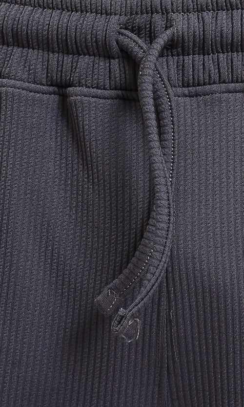 R215278 - Slip On Comfy Ribbed Pants - Dark Grey