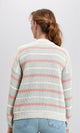 R215289 - Tri-Tone Striped Winter Pullover - Dark Pink, White & Grey