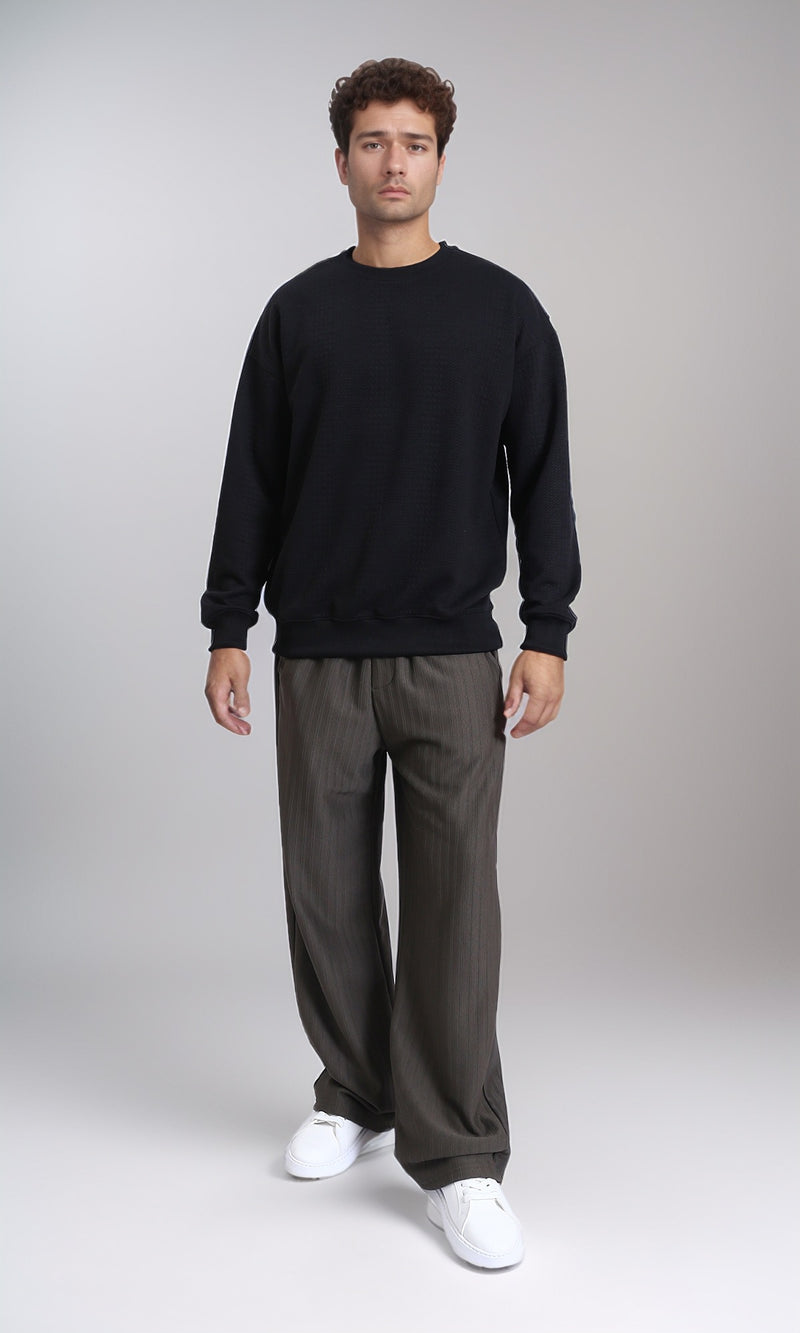 R215295 - Slip On Ribbed Drawstring Pants - Dark Grey