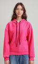 R215296 - Regular Fit Striped Casual Hoodie - Hot Fuchsia