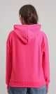 R215296 - Regular Fit Striped Casual Hoodie - Hot Fuchsia