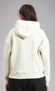 R215298 - Self Pattern Slip On Winter Hoodie - Cream