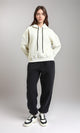 R215298 - Self Pattern Slip On Winter Hoodie - Cream