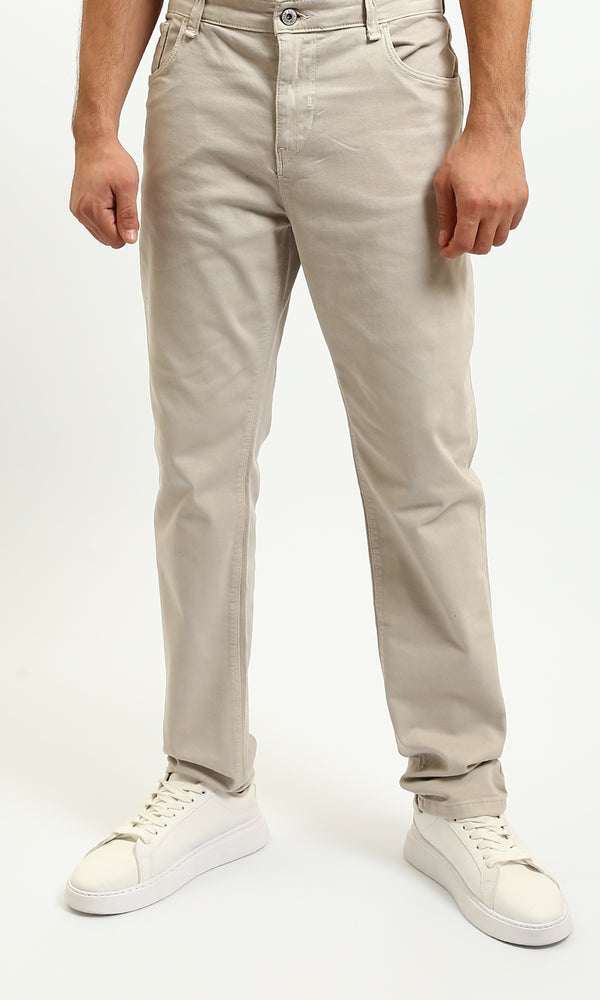R215304 - Solid Slim Fit Comfy Chino Pants - Light Khaki