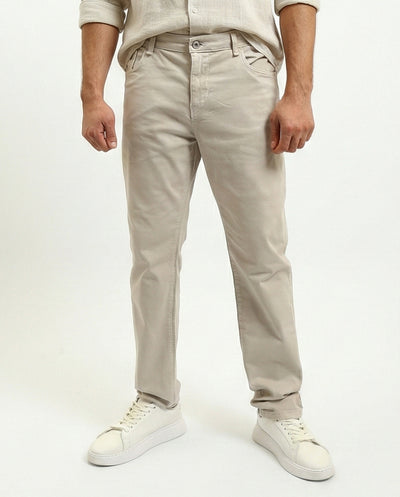 Solid Slim Fit Comfy Chino Pants - Light Khaki
