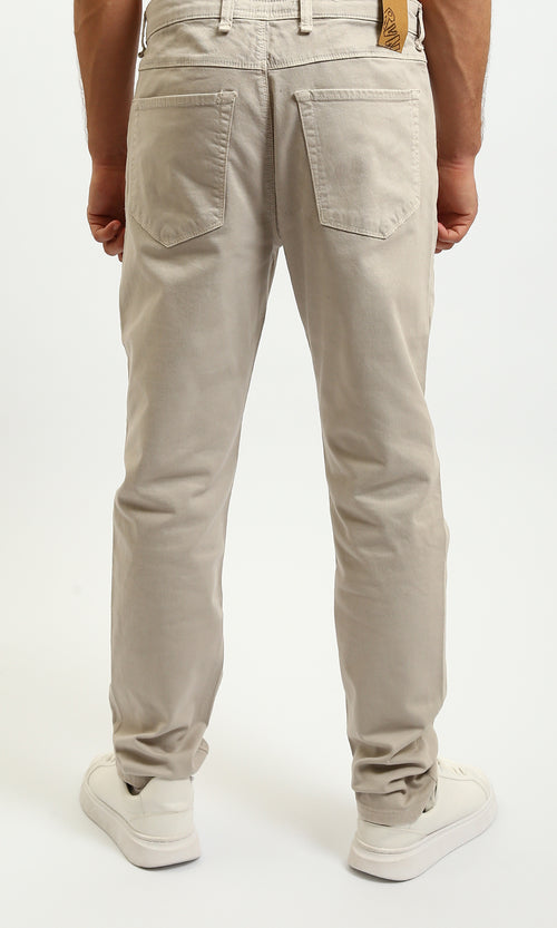 R215304 - Solid Slim Fit Comfy Chino Pants - Light Khaki