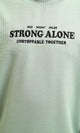 R215317 - Textured Sweatshirt with "Strong Alone" Embroidery - Mint