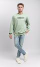 R215317 - Textured Sweatshirt with "Strong Alone" Embroidery - Mint