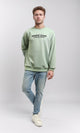 R215317 - Textured Sweatshirt with "Strong Alone" Embroidery - Mint