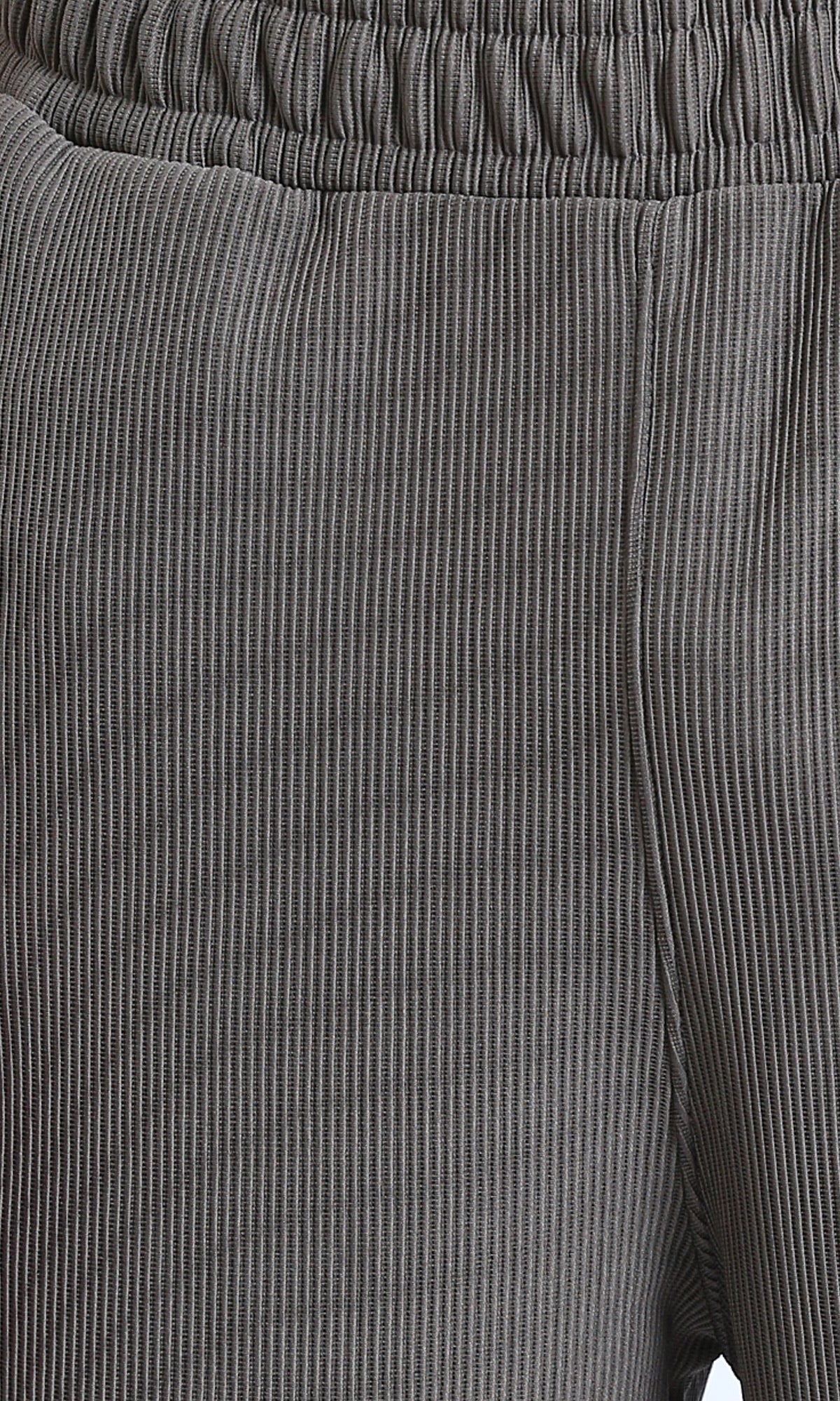 R215318 - Slip On Ribbed Drawstring Pants - Medium Grey