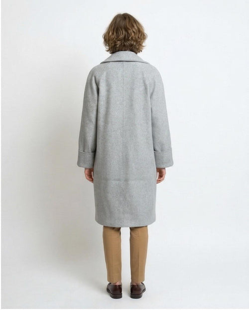 Ravin Oversized Double-Breasted Wool-Blend Overcoat in Heather Grey - R215320