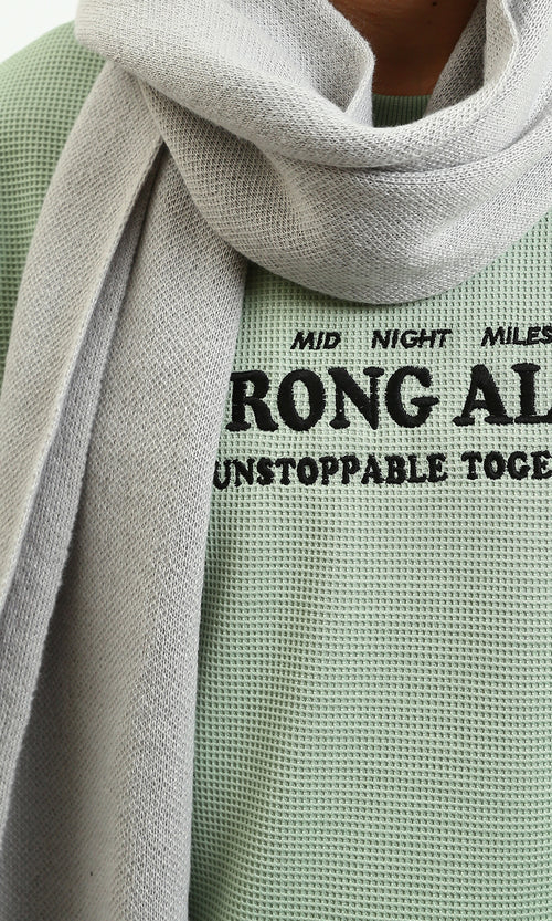 R215368 - Solid Coziness Corded Scarf - Light Grey