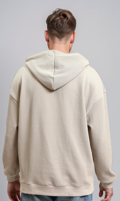 R215380 - Hooded Neck Relaxed Fit Hoodie - Light Beige