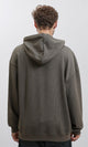 R215381 - Ribbed Hoodie with Kangaroo Pocket - Dark Grey