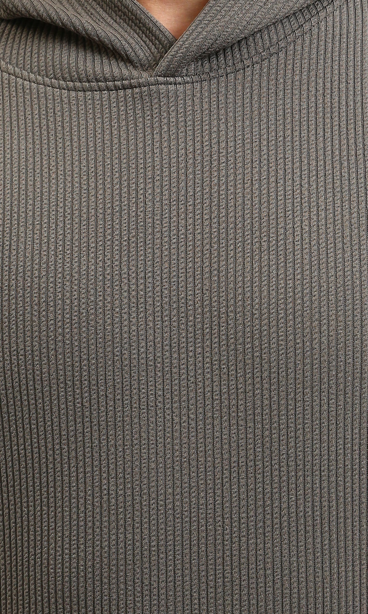 R215381 - Ribbed Hoodie with Kangaroo Pocket - Dark Grey