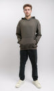 R215381 - Ribbed Hoodie with Kangaroo Pocket - Dark Grey