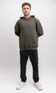 R215381 - Ribbed Hoodie with Kangaroo Pocket - Dark Grey