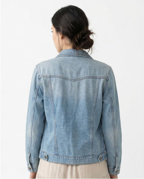 Ravin Women’s Light Wash Distressed Denim Jacket – Artisanal Relaxed Fit - R215383