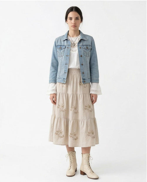 Ravin Women’s Light Wash Distressed Denim Jacket – Artisanal Relaxed Fit - R215383