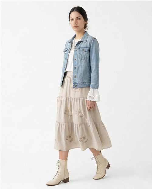 Ravin Women’s Light Wash Distressed Denim Jacket – Artisanal Relaxed Fit - R215383