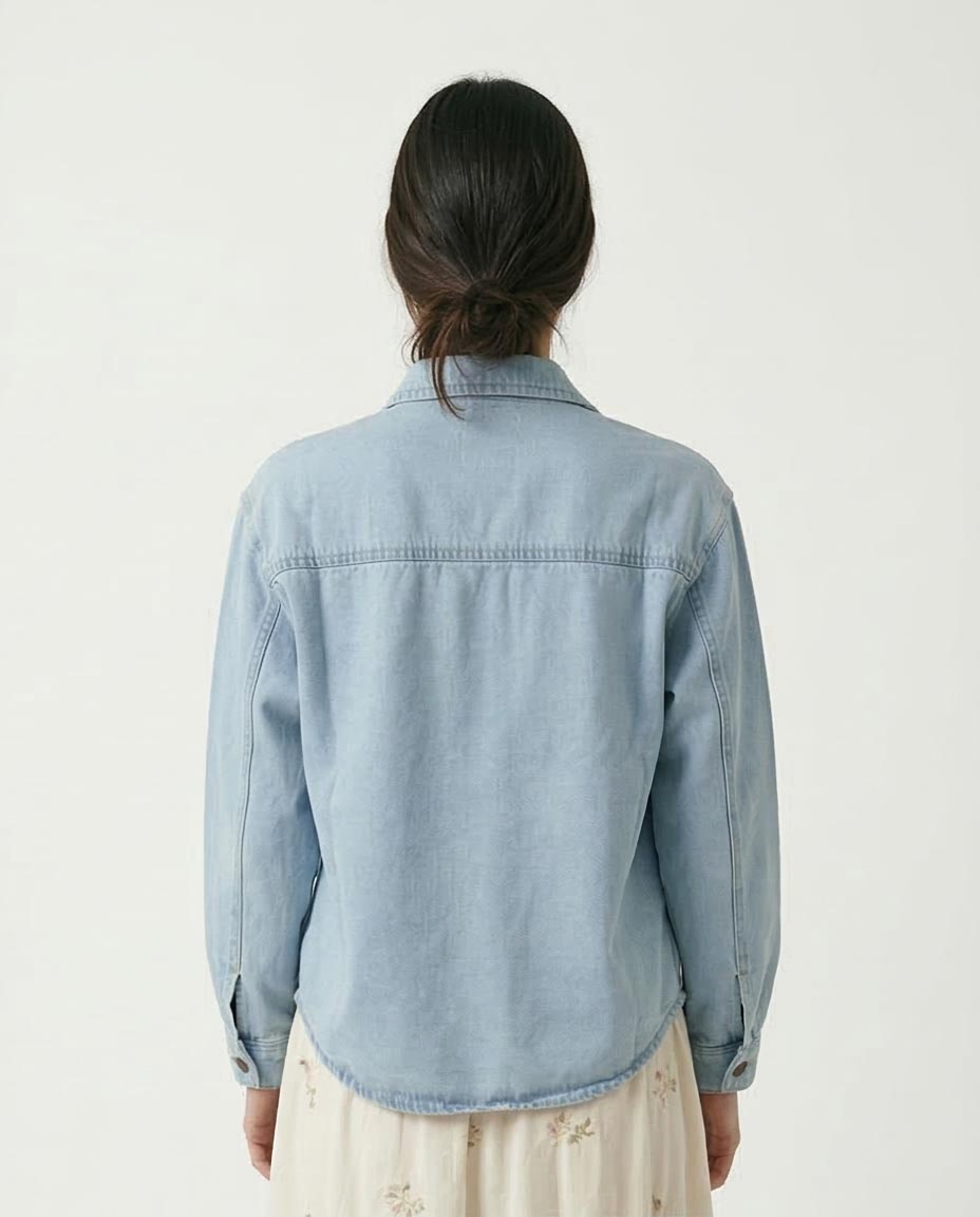 Ravin Women’s Drop-Shoulder Longline Denim Jacket – Light Blue- R215384