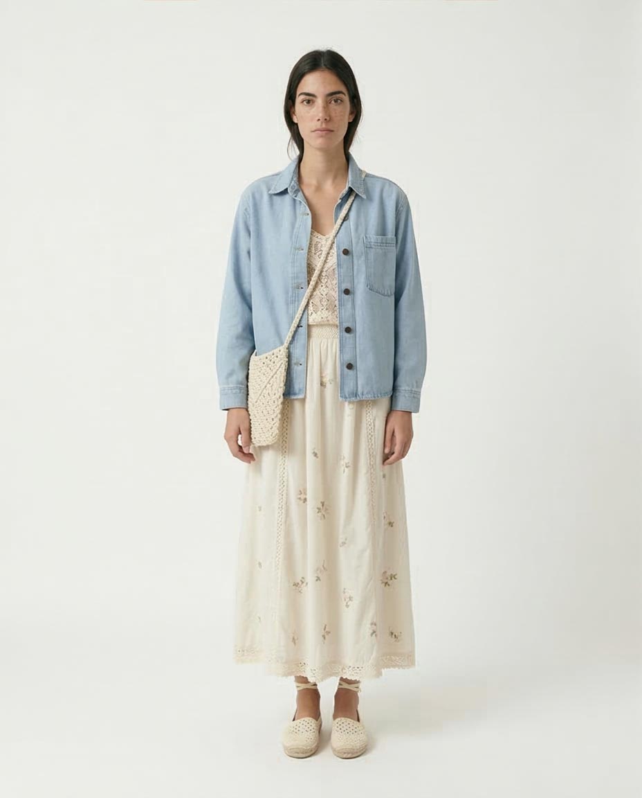 Ravin Women’s Drop-Shoulder Longline Denim Jacket – Light Blue- R215384