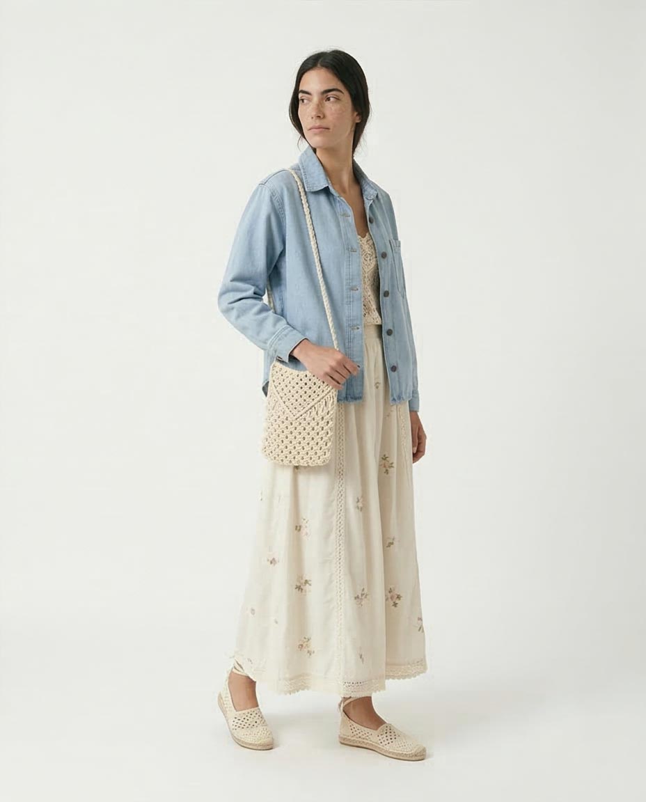 Ravin Women’s Drop-Shoulder Longline Denim Jacket – Light Blue- R215384