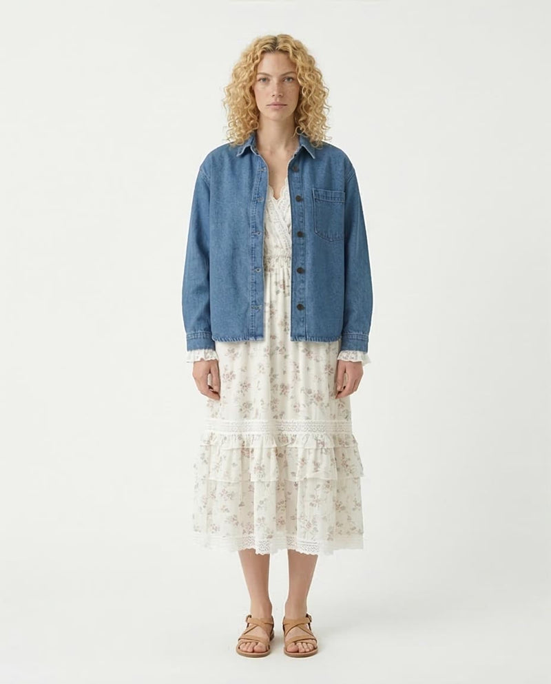 Ravin Women's Drop Shoulder Longline Denim Jacket – Jean Blue - R215385