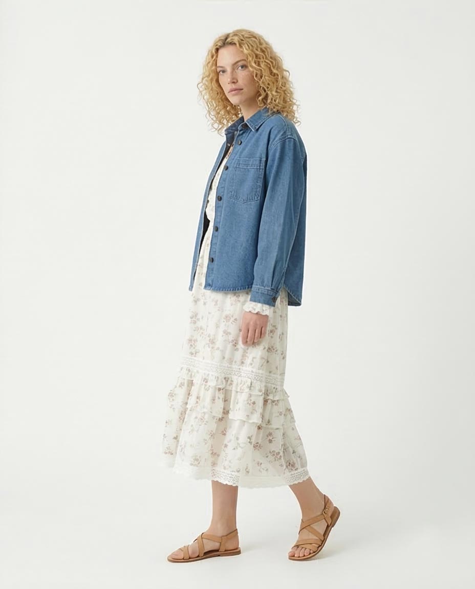 Ravin Women's Drop Shoulder Longline Denim Jacket – Jean Blue - R215385