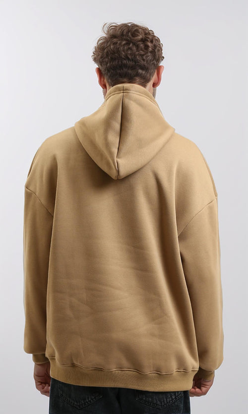 R215544 - Front Embroidery Slip On Hoodie - Dark Camel