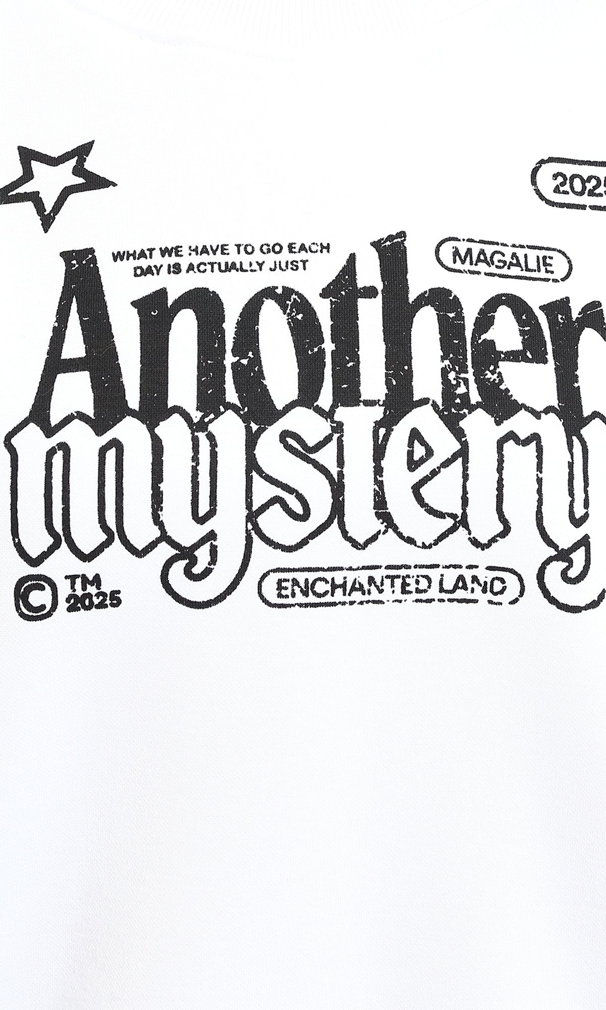 White Printed "Another Mystery" Oversized Sweatshirt - R215555