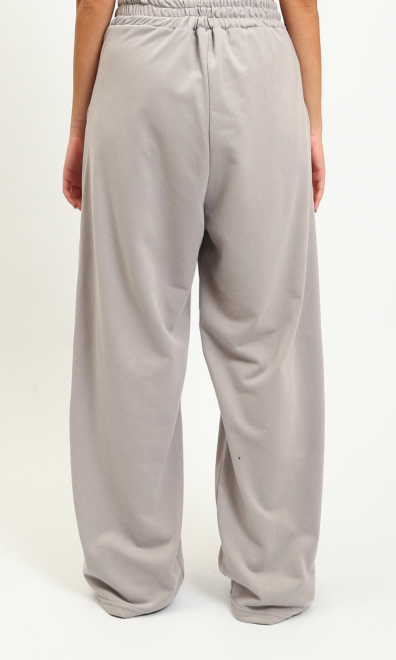 R215558 - Slip On Wide-Leg Pants Elastic Waist - Grey