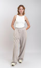 R215558 - Slip On Wide-Leg Pants Elastic Waist - Grey