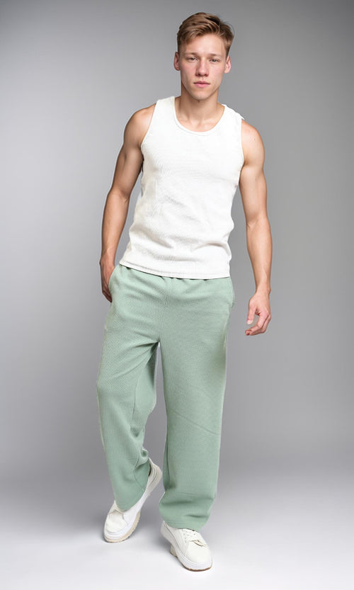 R215559 - Slip On Textured Pants with Side Pockets - Mint