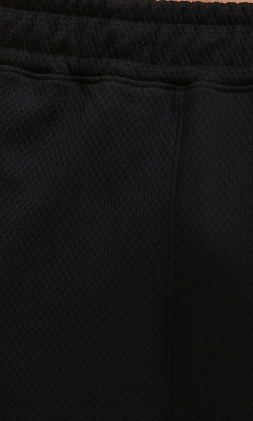 R215560 - Slip On Textured Pants with Side Pockets - Black