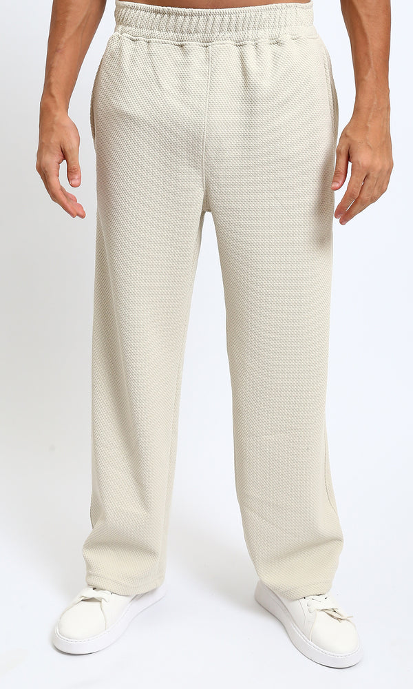 R215561 - Slip On Textured Pants with Side Pockets - Oat