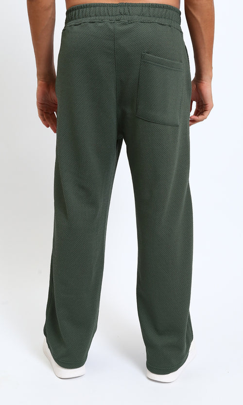 R215562 - Slip On Textured Pants with Side Pockets - Dark Khaki