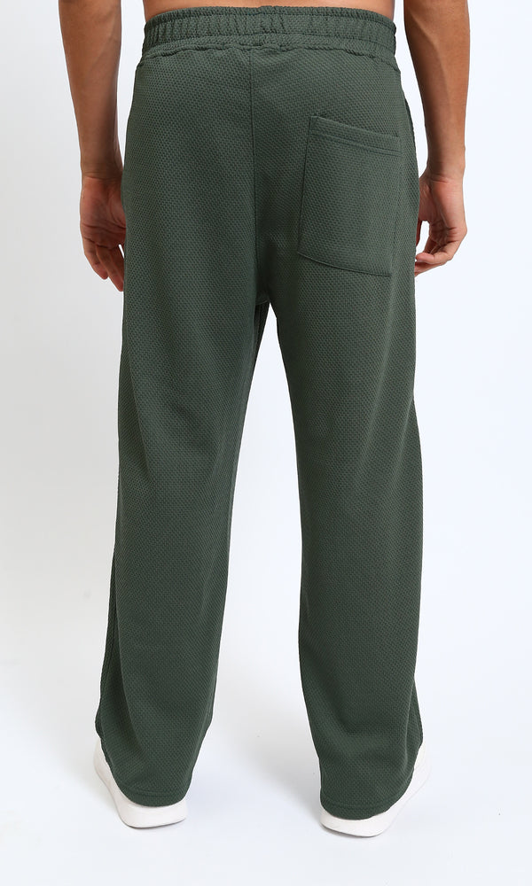 R215562 - Slip On Textured Pants with Side Pockets - Dark Khaki