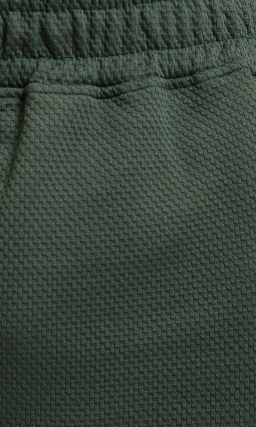 R215562 - Slip On Textured Pants with Side Pockets - Dark Khaki