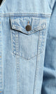 R215617 - Turn Down Collar Buttoned Denim Jacket - Light Blue