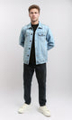 R215617 - Turn Down Collar Buttoned Denim Jacket - Light Blue
