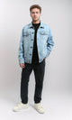 R215617 - Turn Down Collar Buttoned Denim Jacket - Light Blue